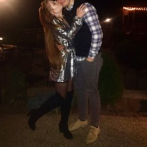 🏁Black and Silver American Eagle Romper🏁